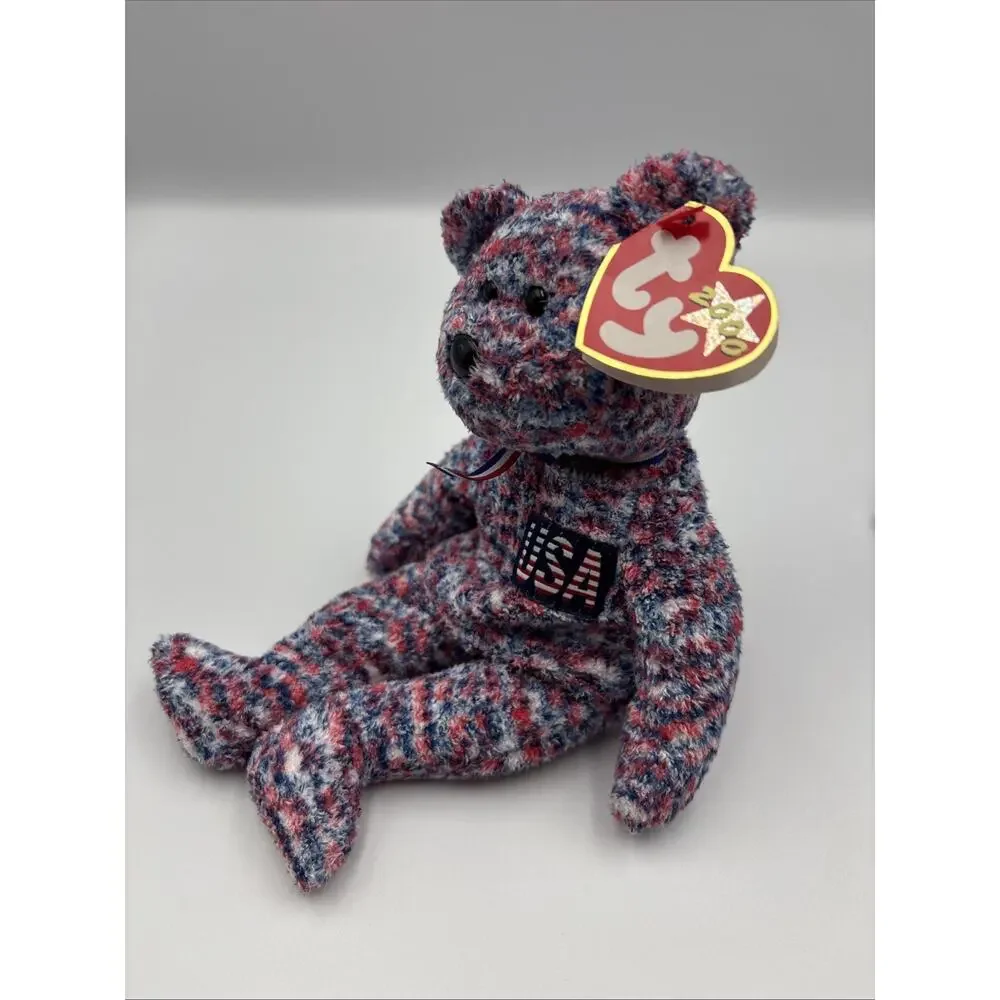 TY Beanie Baby LOT 2 Bear USA Millennium Edition 2000‎ And FREE Bald Eagle 2004